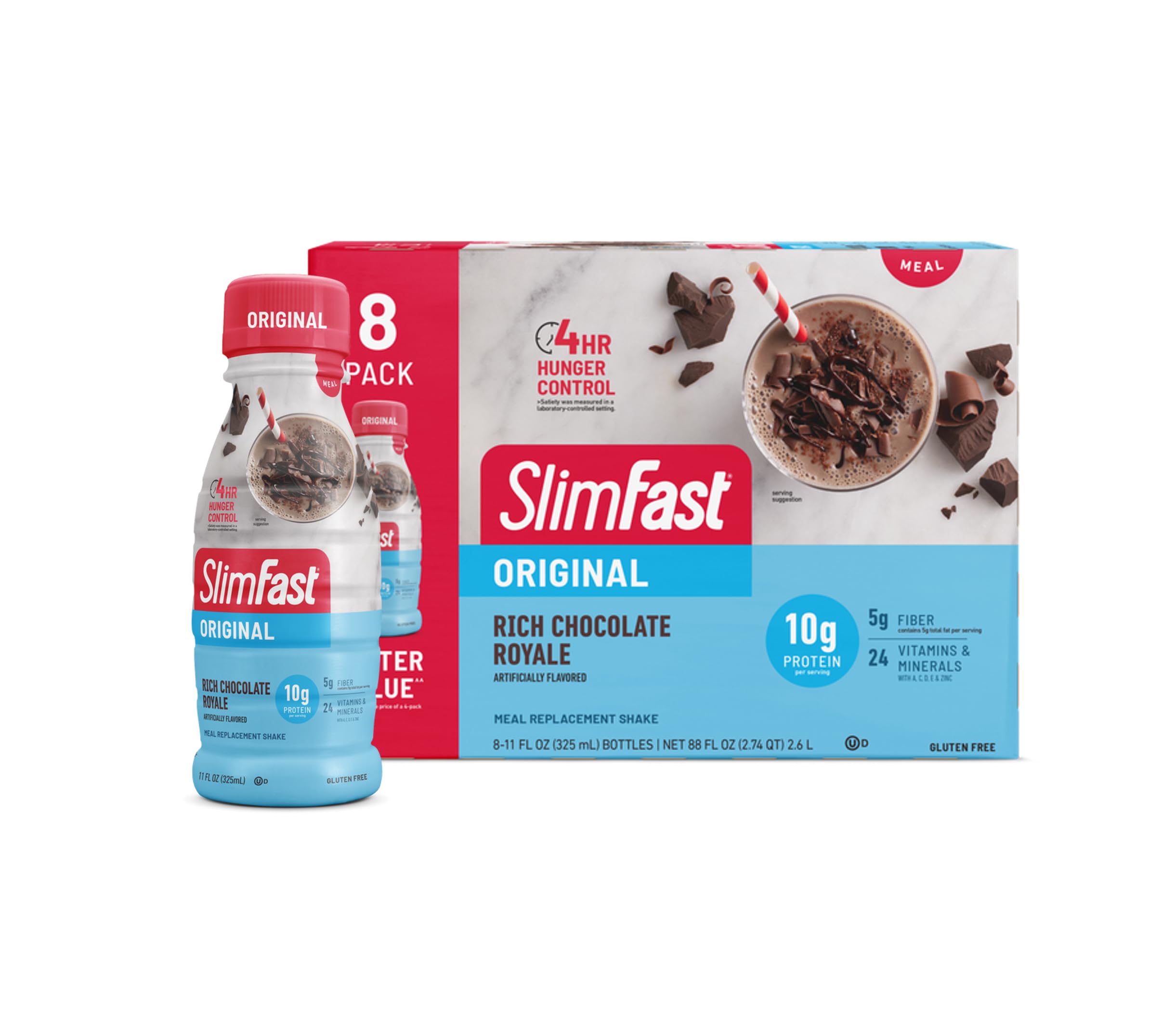 SlimFast Original Rich Chocolate Royale bottle for on-the-go meal replacement.