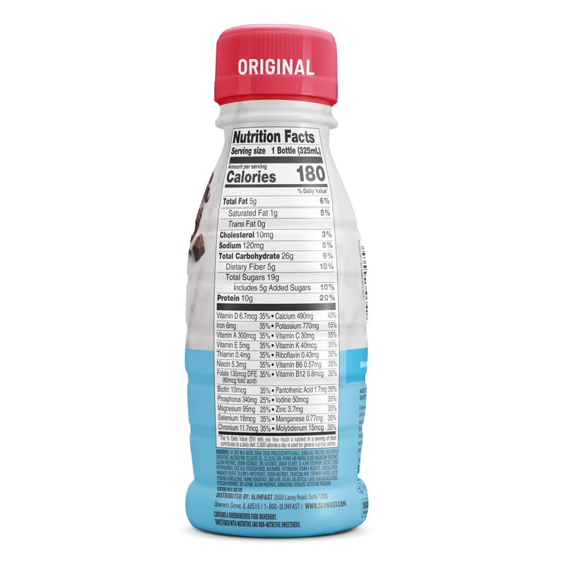 SlimFast Original Rich Chocolate Royale branding on a bottle.