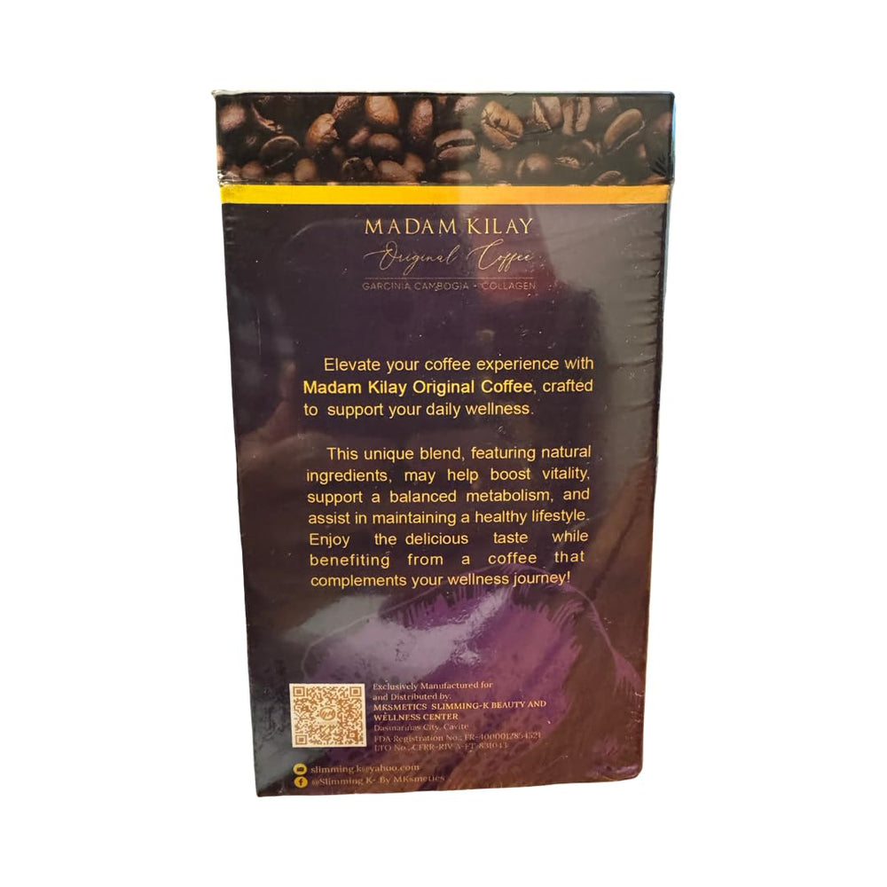 Slimming-K Coffee ingredients label showcasing collagen and botanicals