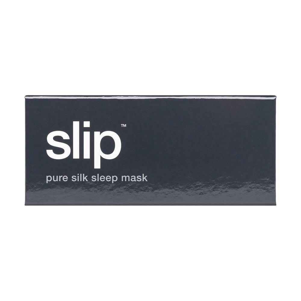 SLIP charcoal silk sleep mask adjustable strap ensuring secure, comfortable fit.