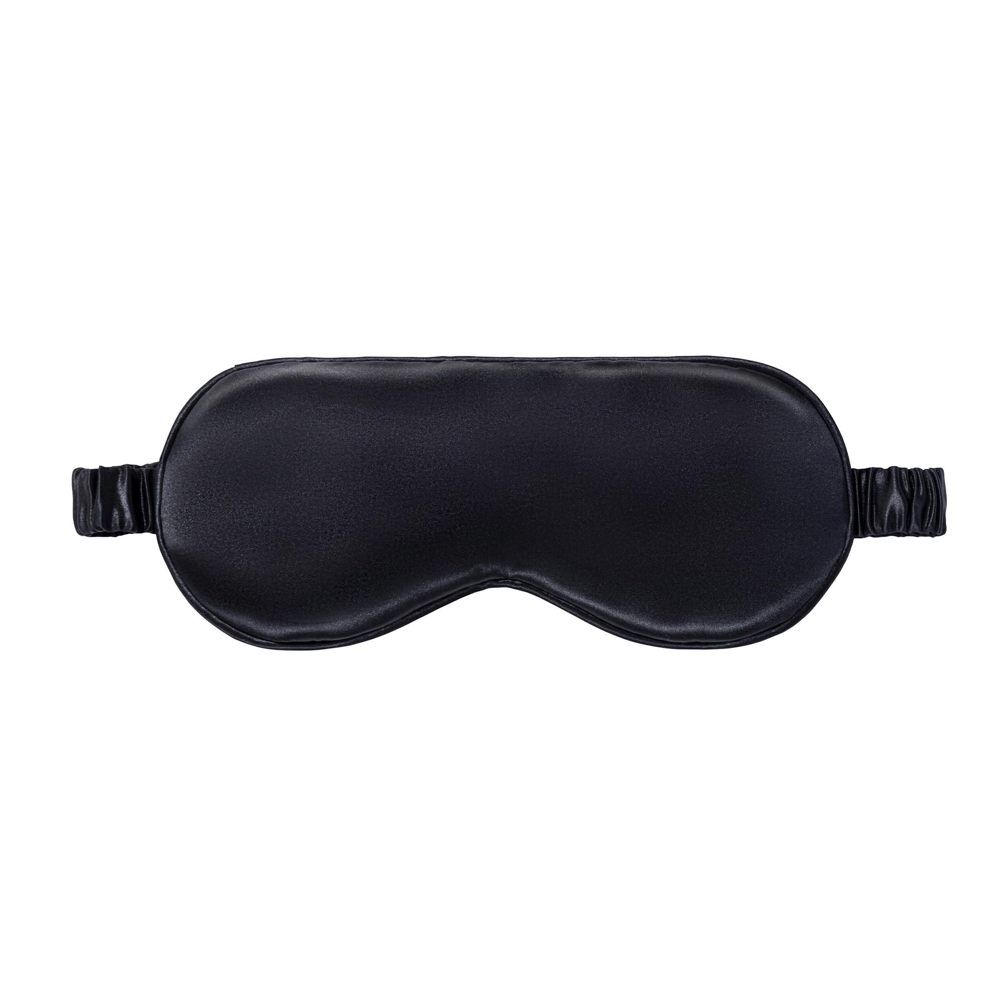 SLIP Pure Silk Sleep Mask in black, side view, adjustable strap for secure, comfortable fit.