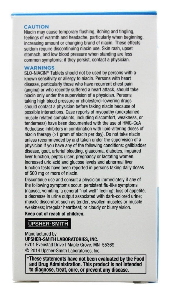 Slo-Niacin label highlights gluten-free formula for daily wellness.