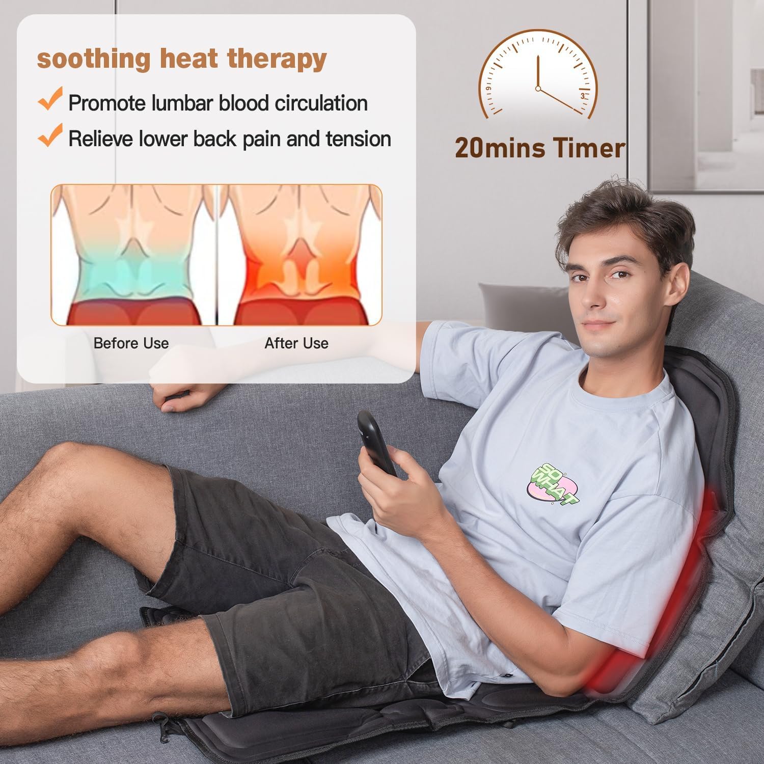 SLOTHMORE massager strapped to chair ensuring secure hands-free use