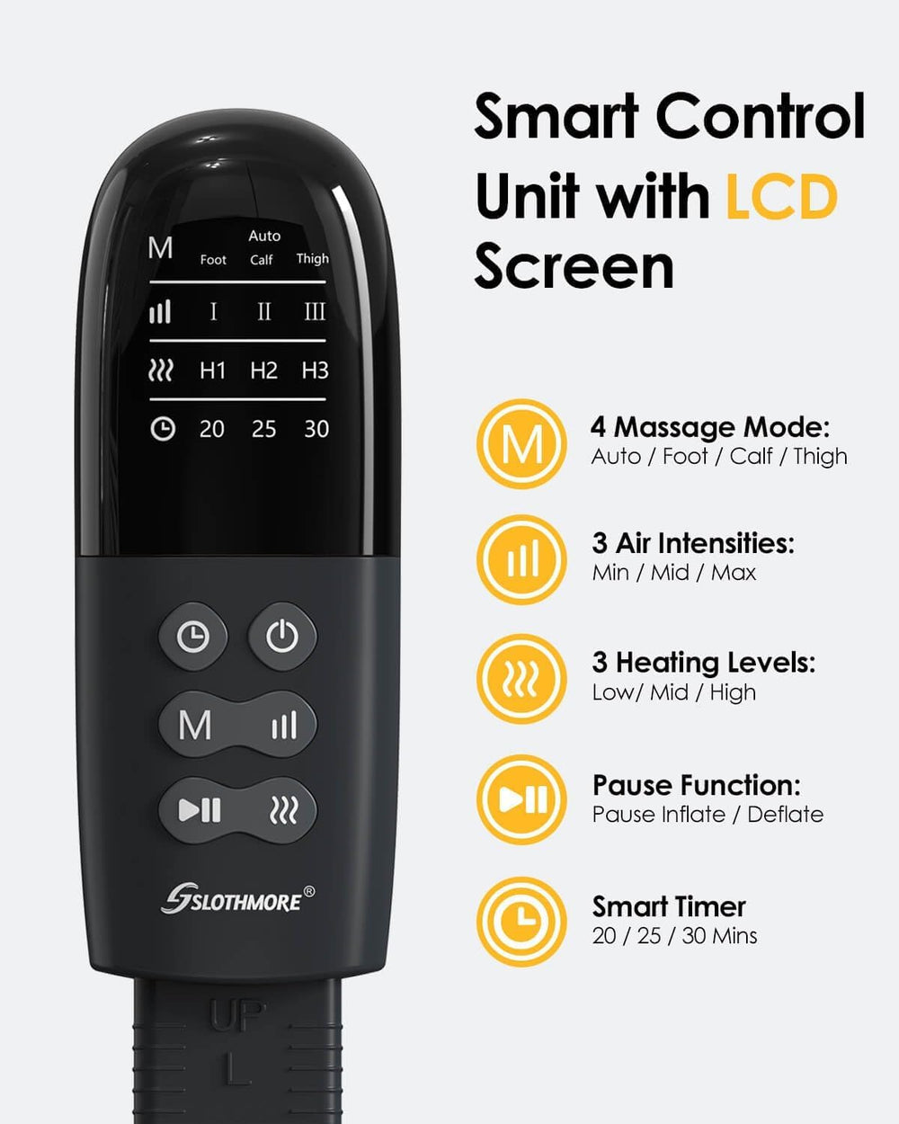 SLOTHMORE massager with 8x2 air chambers delivering even pressure