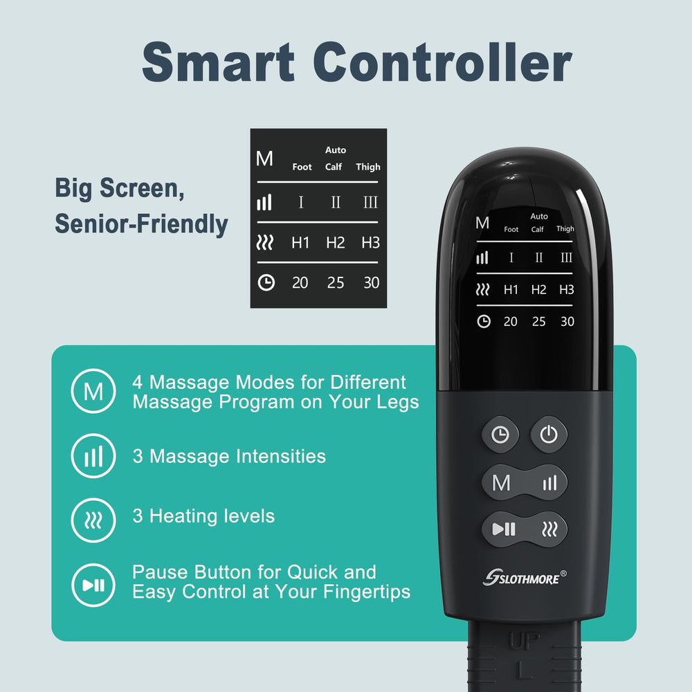 SLOTHMORE leg massager auto timer for safe session control