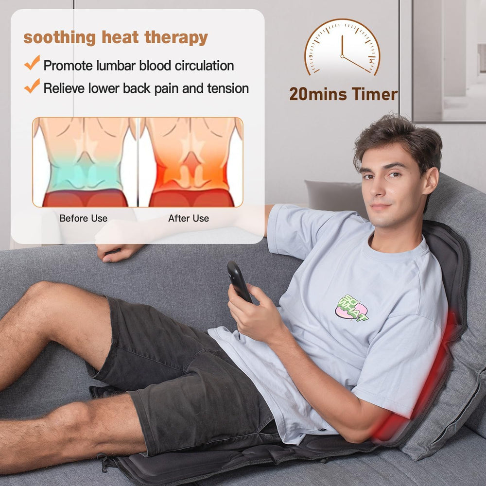 SLOTHMORE vibrating nodes targeting back and thighs for relaxing massage.