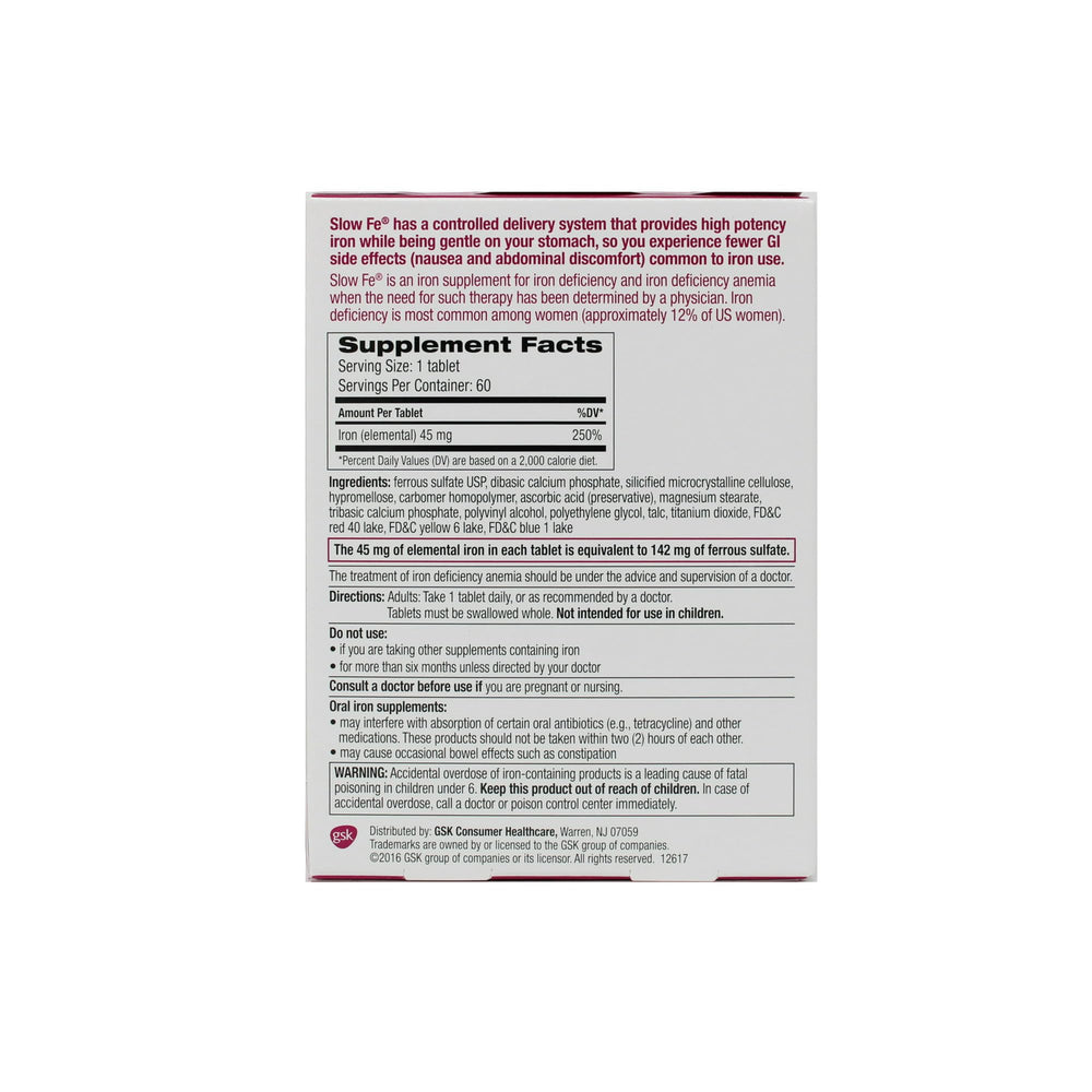 Slow Fe pack of 3 iron tablets emphasizes convenient supply for ongoing support.