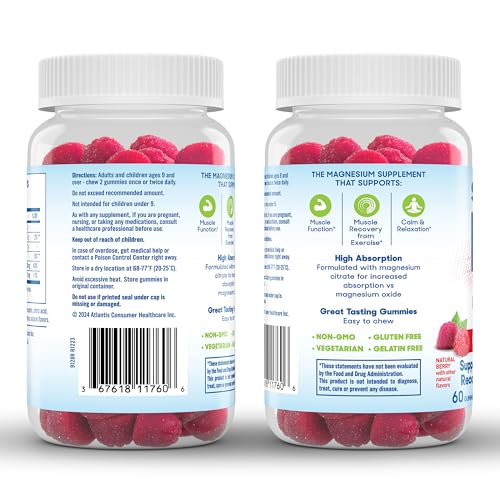 Close-up of SlowMag gummies highlighting natural berry flavor.