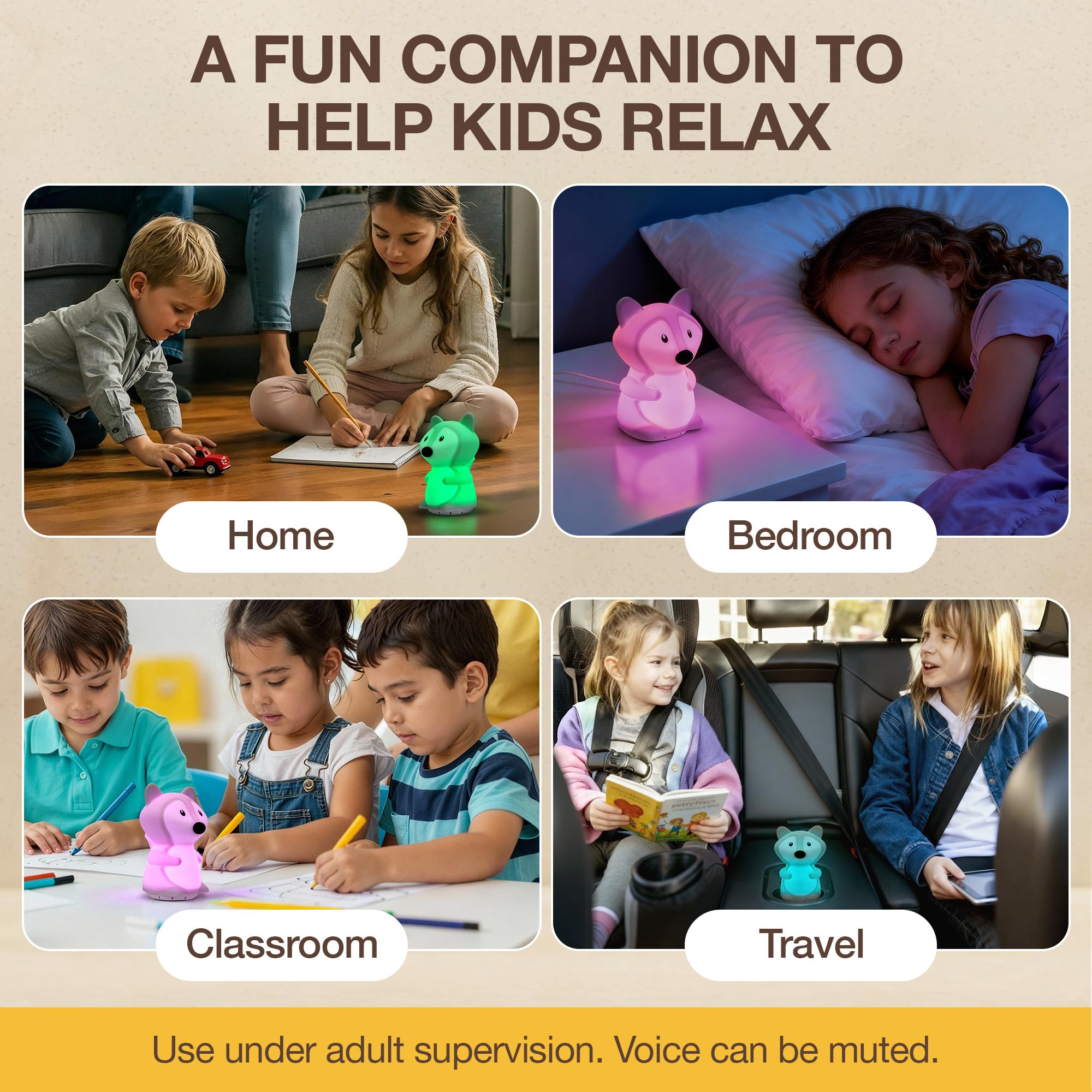 SlowRise lamp being used by adults and kids in a calming family setting.