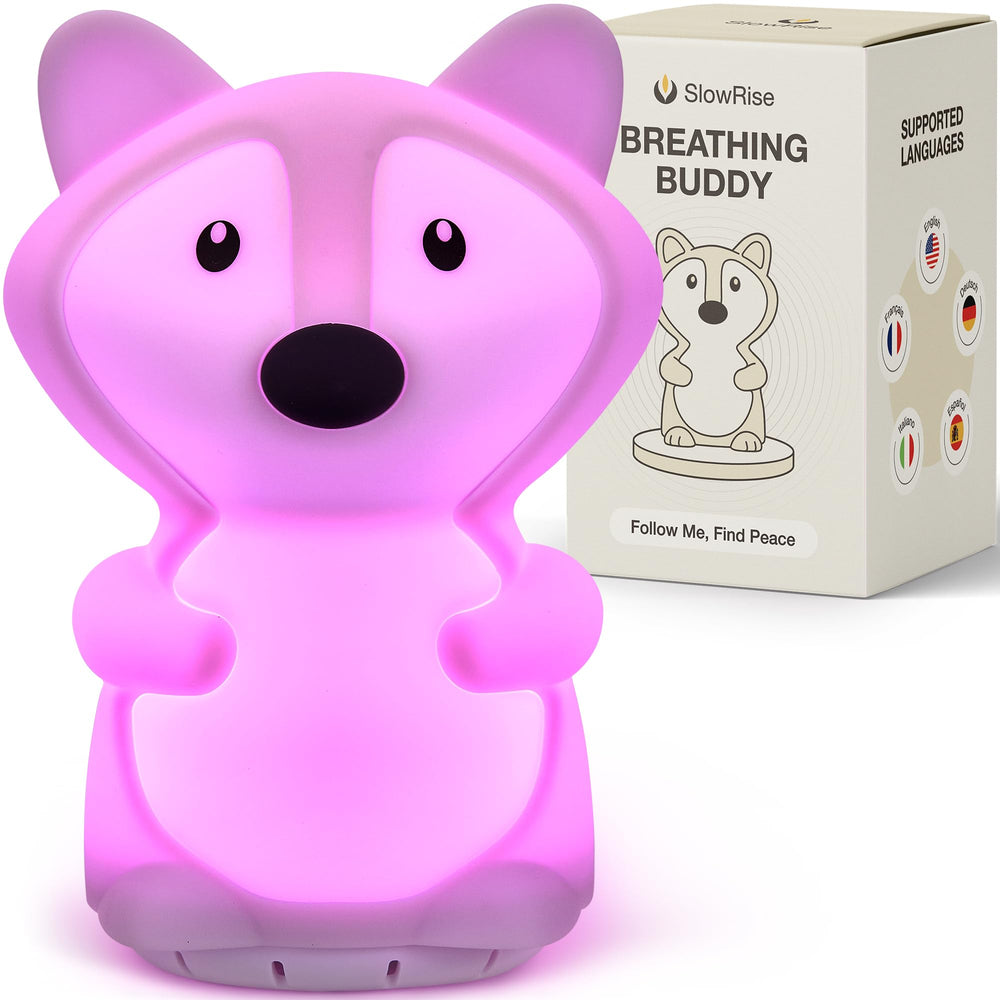 SlowRise Speaking Breathing Lamp front view with calming light for daily mindfulness.