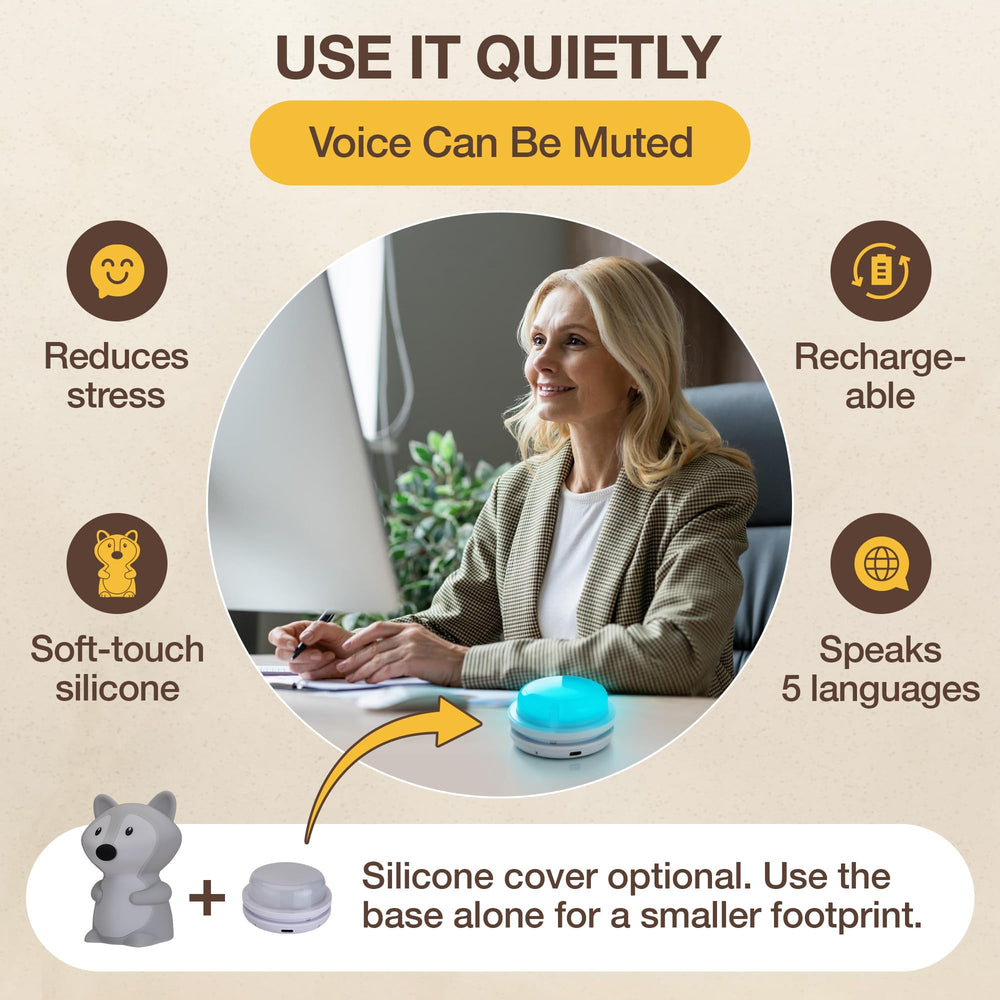 SlowRise lamp charging indicator and recharge-friendly design for long-lasting use.