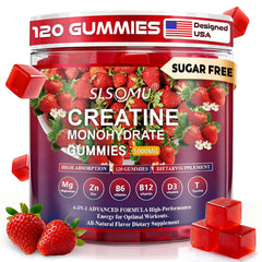 Slsomu Creatine Monohydrate Gummies bottle front for convenient workouts