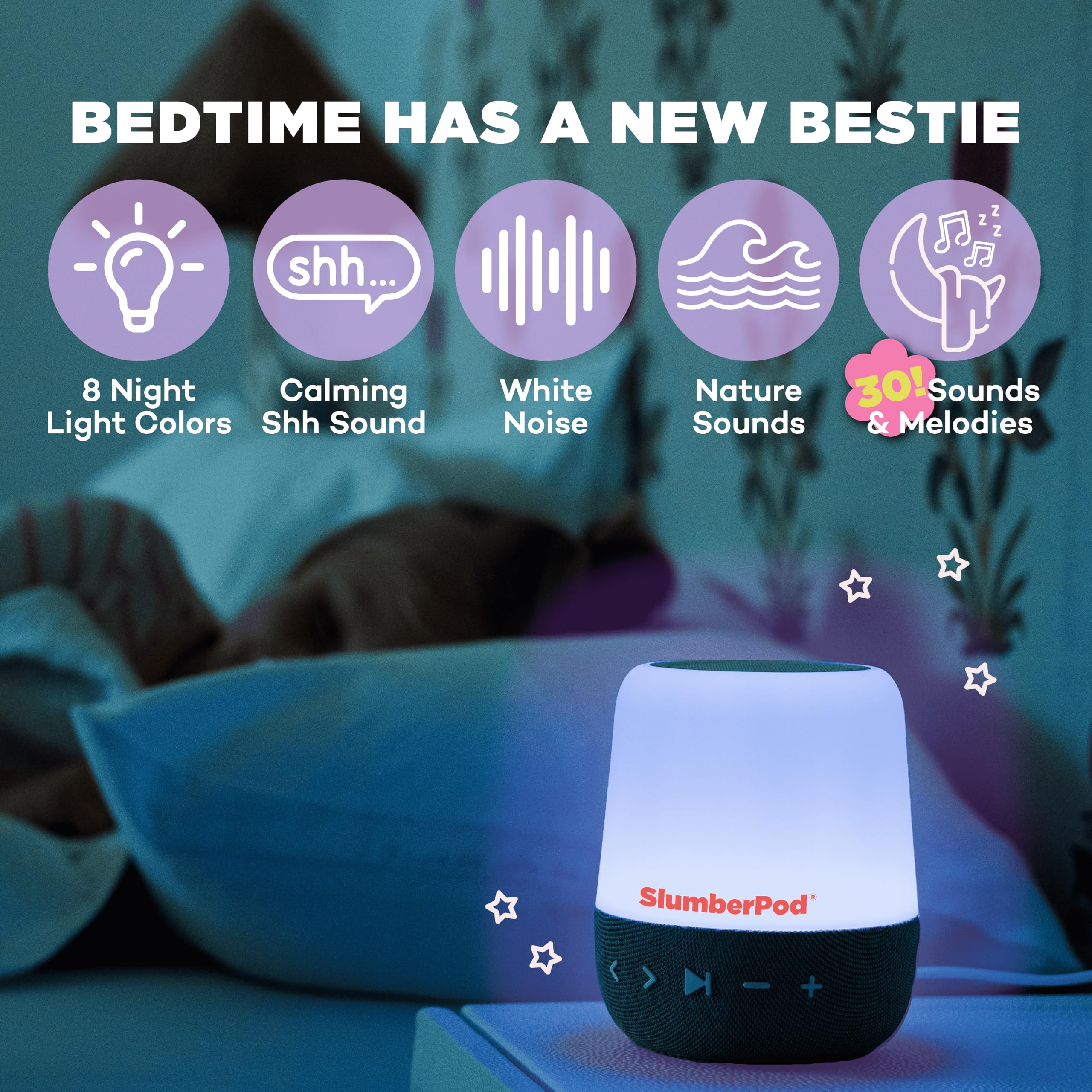 SlumberPod nature sounds like rain and waves promote relaxation for naptime.