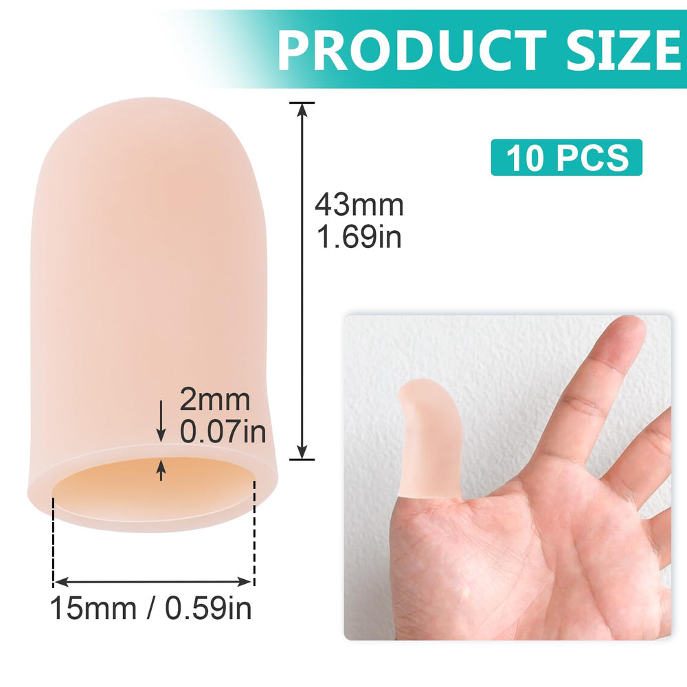 SmallCat close-up of beige gel sleeves showing soft, hypoallergenic material for sensitive skin.