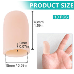 SmallCat close-up of beige gel sleeves showing soft, hypoallergenic material for sensitive skin.