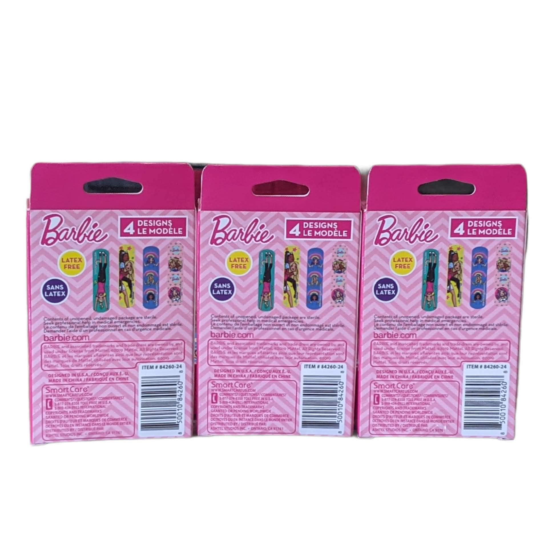 Smart Care Barbie bandages design closeup shows fun, comforting care for kids.