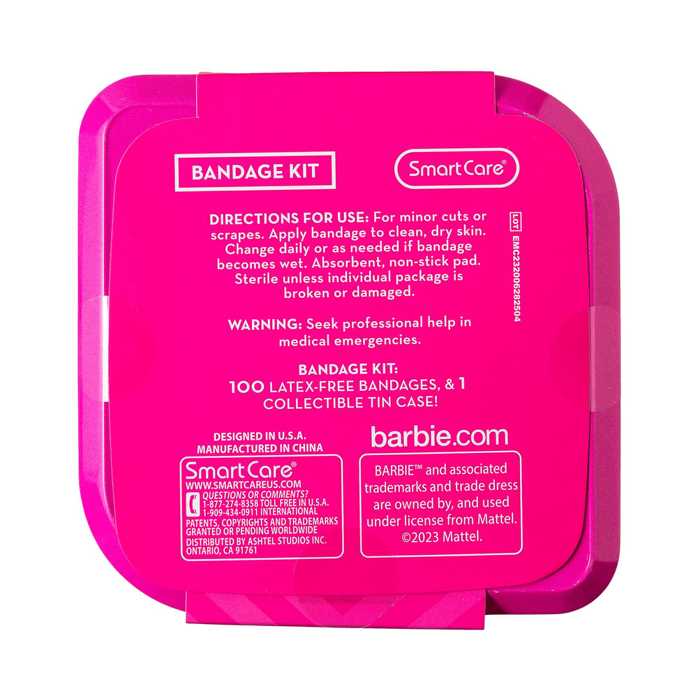 Smart Care Barbie Bandages variety designs highlight fun options for small wounds and quick dressing.
