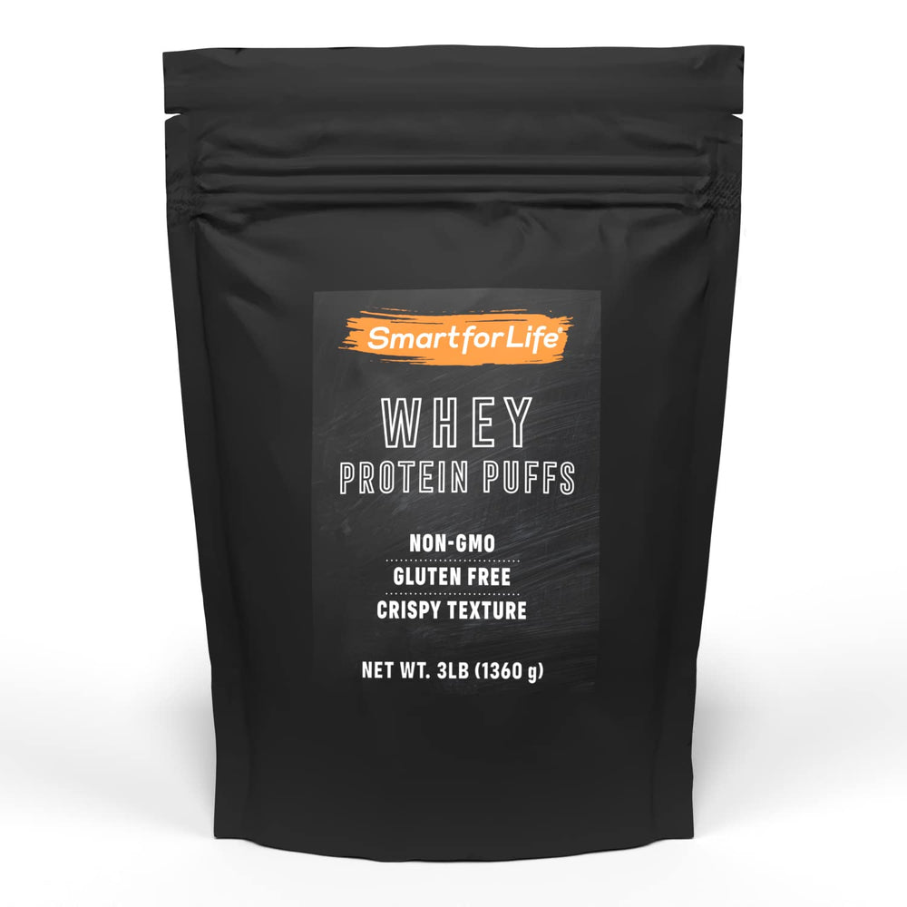 Smart for Life Whey Protein Puffs bag on counter for on the go snacking