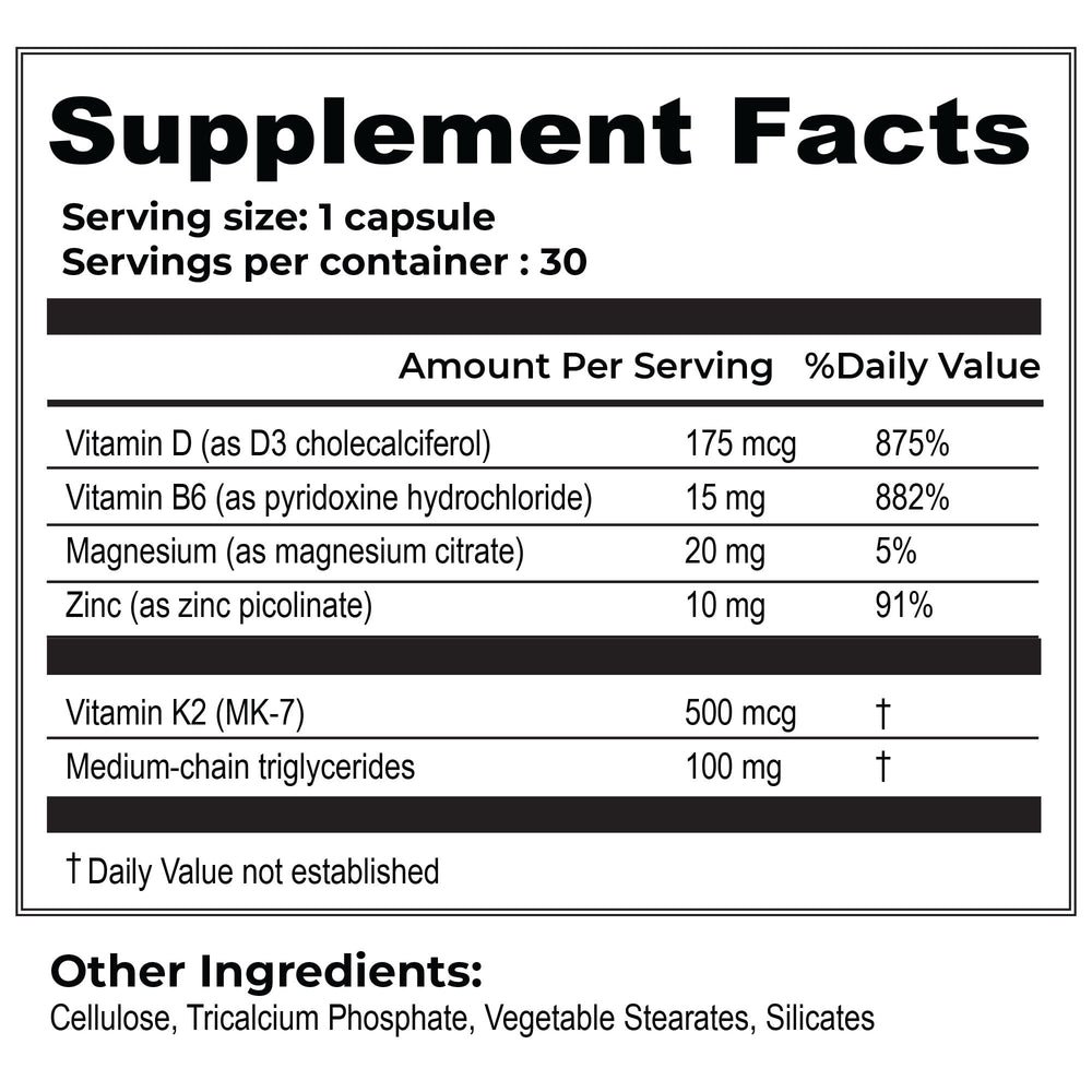 Smart Health d3-k2 capsule closeup highlights essential cofactors for absorption.