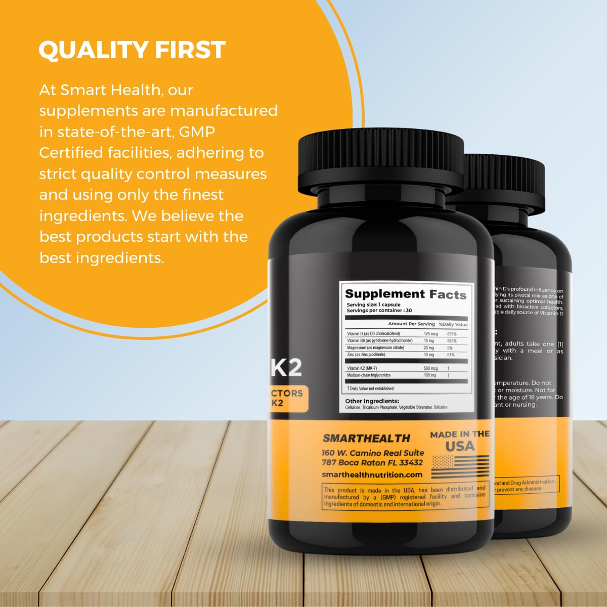 Smart Health ingredients-label-gluten-free highlights vegan, non-GMO formula.
