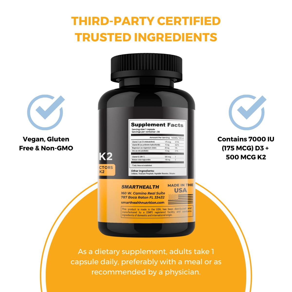 Smart Health veggie-capsules showcase plant-based dietary supplement.