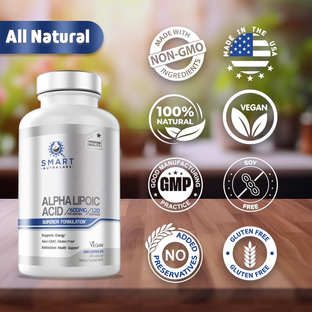 Vegan capsules from Smart Nutra Labs Alpha Lipoic Acid for convenient daily use
