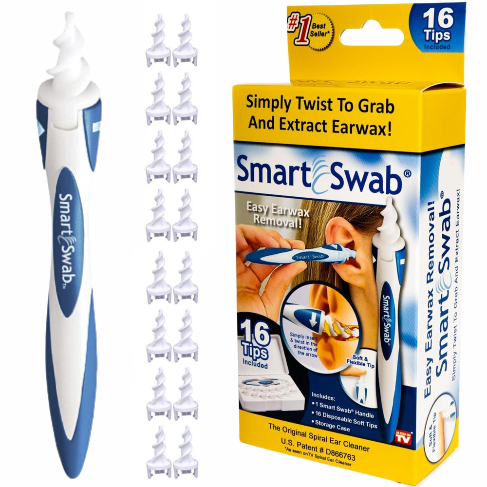 Smart Swab spiral ear cleaner with reusable handle for gentle wax removal
