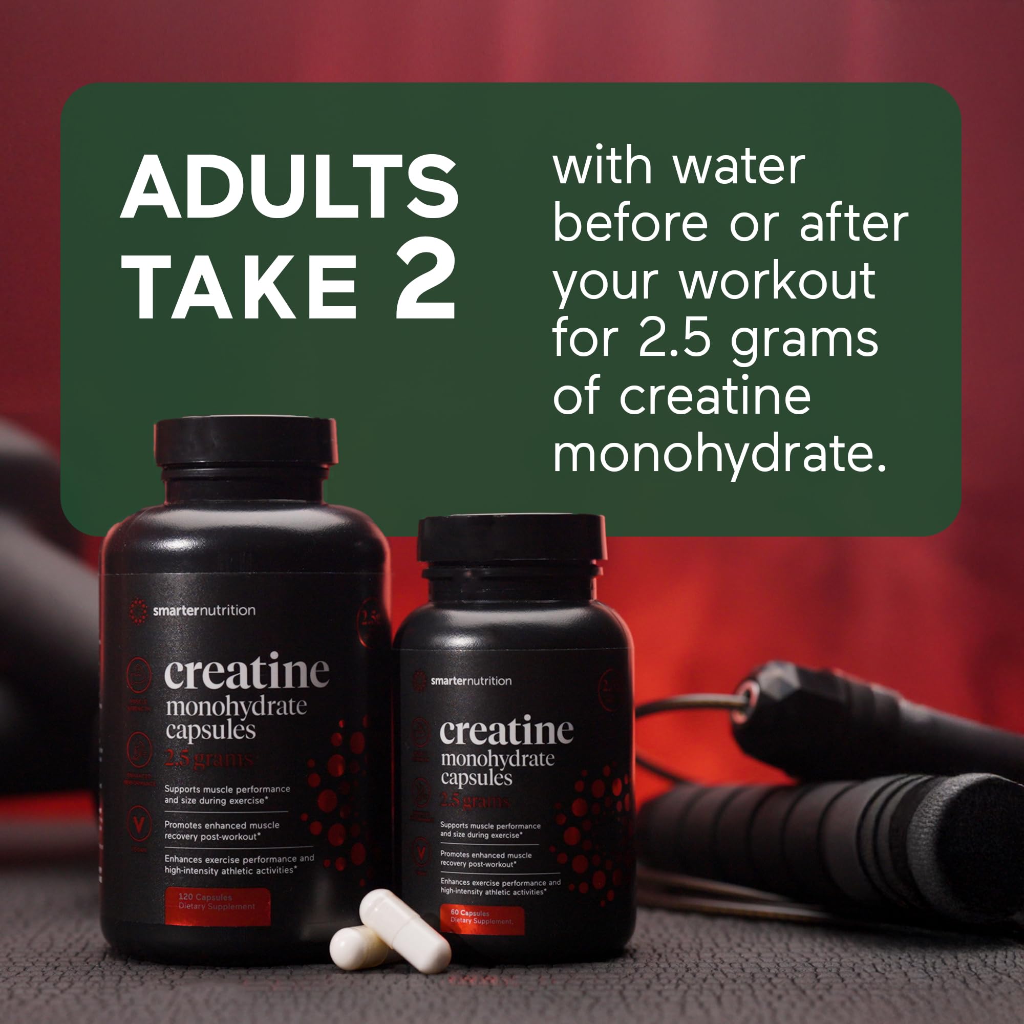SMARTERNUTRITION Creatine pills supporting post-workout recovery.