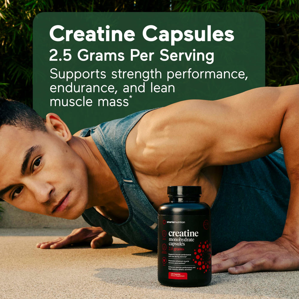 SMARTERNUTRITION Creatine pills vegan formula free from common allergens.