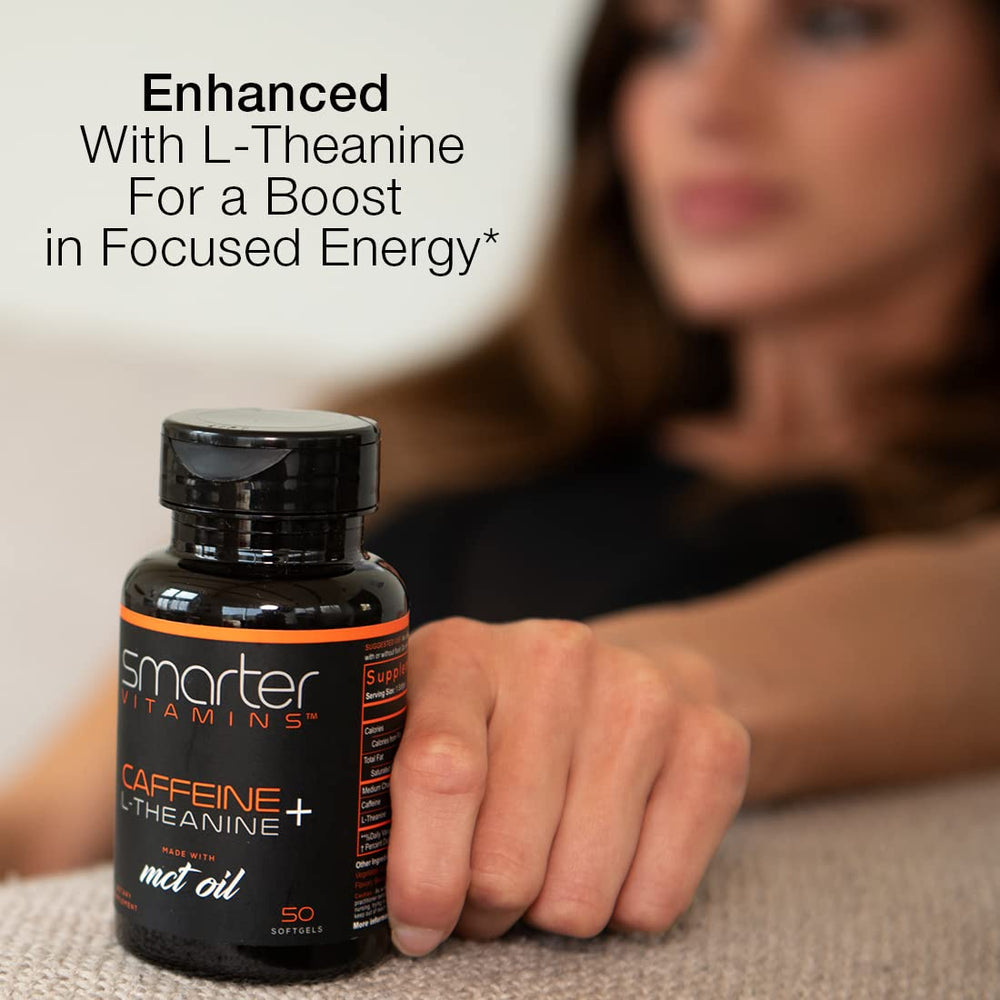 SmarterVitamins 200 mg caffeine with 100 mg L-theanine for balanced focus.