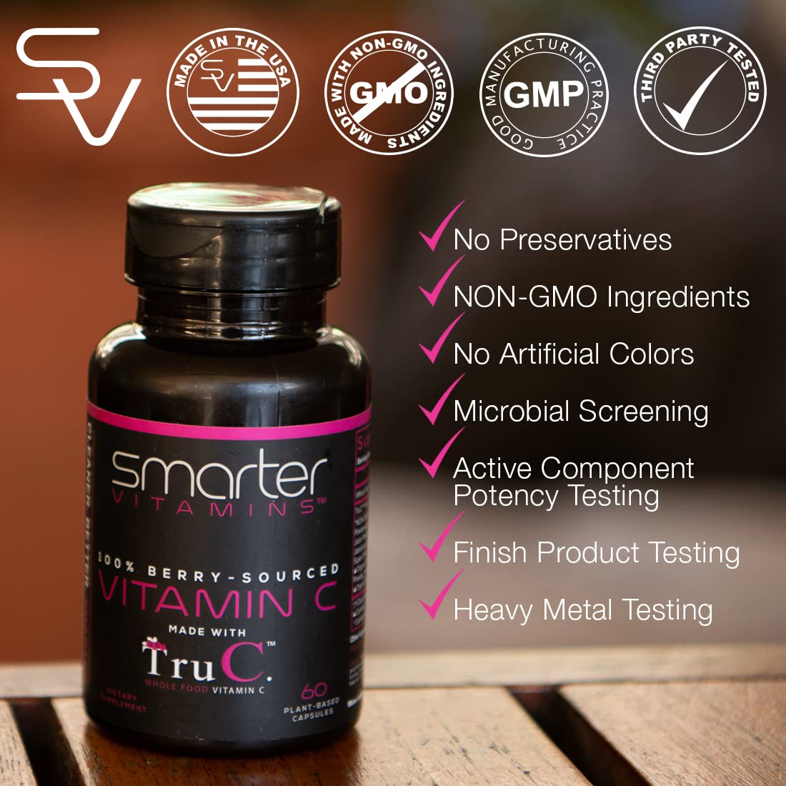 SmarterVitamins Full-spectrum berry formula visual emphasizes polyphenols and bioflavonoids.