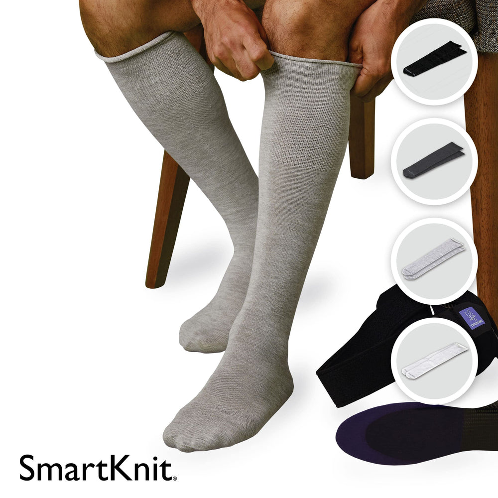 Smartknit Adult AFO Interface Seamless Sensitivity Socks black highlight soft, form-fitting knit for reduced rubbing.