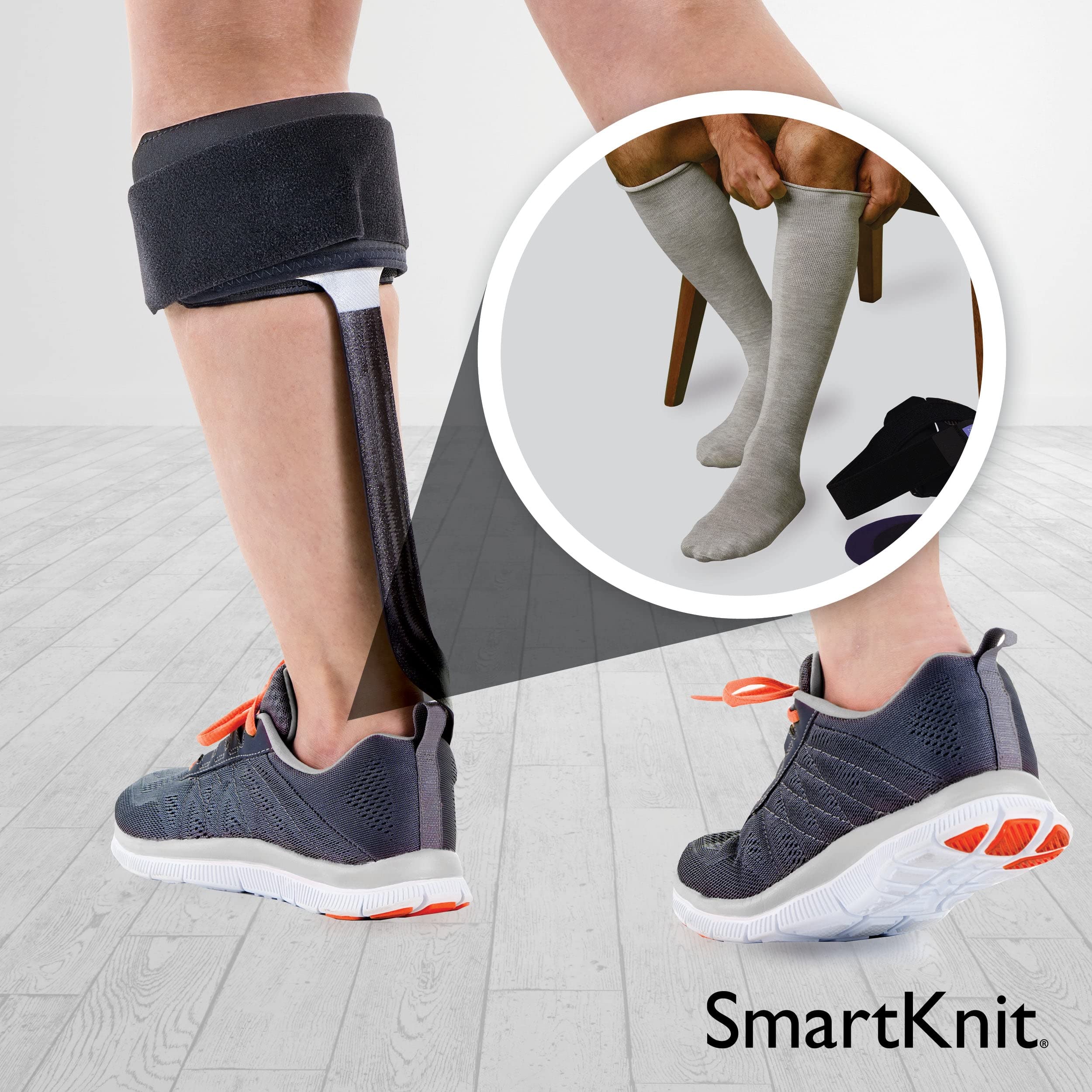 Smartknit AFO Interface Seamless Sensitivity Socks black designed for orthotics and everyday use.