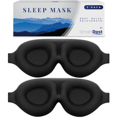 SmartRest Sleep Mask 2-Pack close-up showing contoured design for complete light blocking.