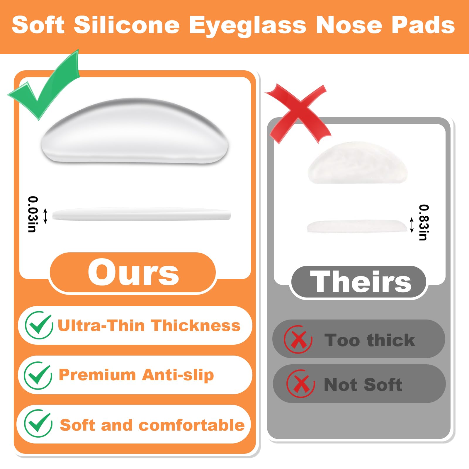 SMARTTOP anti-slip D-shaped silicone pads reduce slipping during wear.