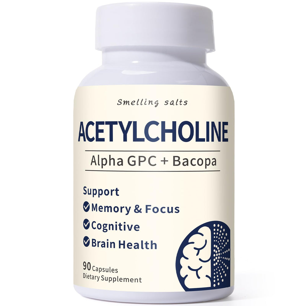 Smelling salts acetylcholine bottle with 600 mg Alpha GPC and Bacopa for cognitive support
