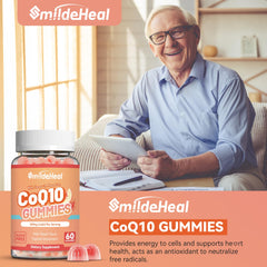 SmildeHeal CoQ10 Gummies being poured into hand for easy daily dose.
