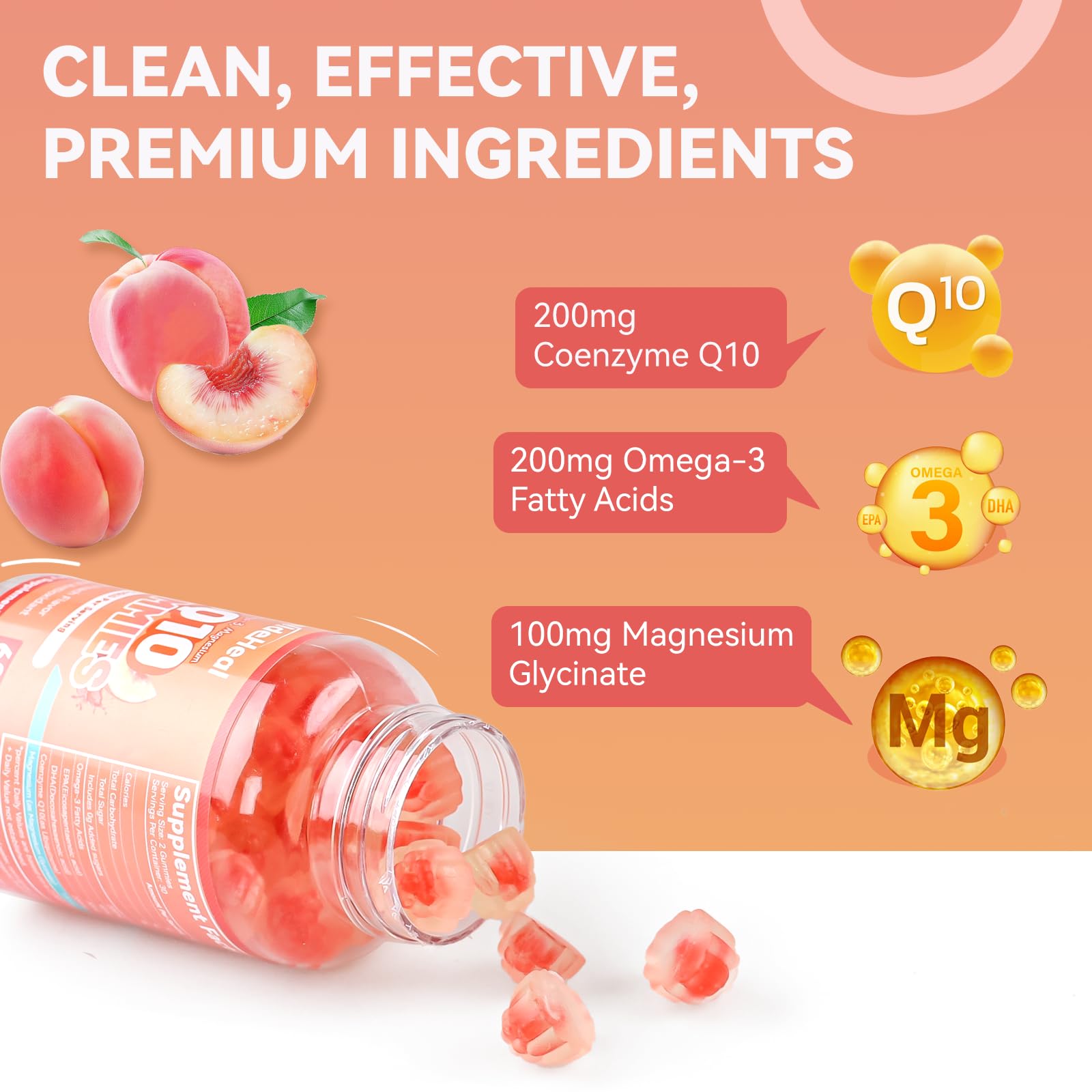 SmildeHeal CoQ10 Gummies vegan sugar-free label for vegan lifestyle.