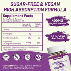 SmildeHeal Magnesium Oxide Gummies, two chews, simple daily dose for quick absorption.