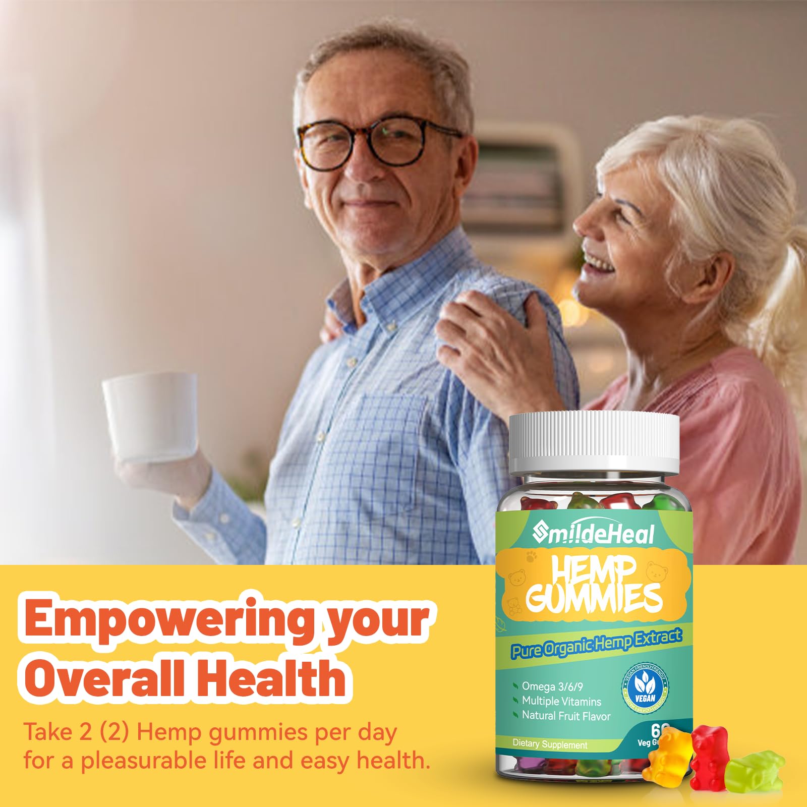 SmildeHeal organic-ingredients-bottle-arrangement communicates clean additive-free benefits
