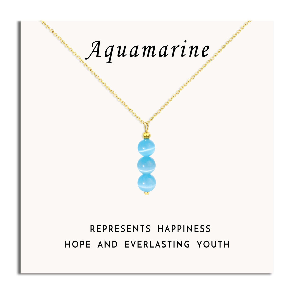SmileBelle Aquamarine Necklace with blue beads elevates daily outfits.