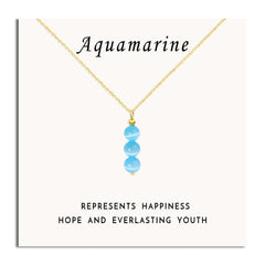 SmileBelle Aquamarine Necklace with blue beads elevates daily outfits.