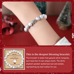 SmileBelle white elephant bracelet adjustable from 8 to 10 inches for comfortable wear.