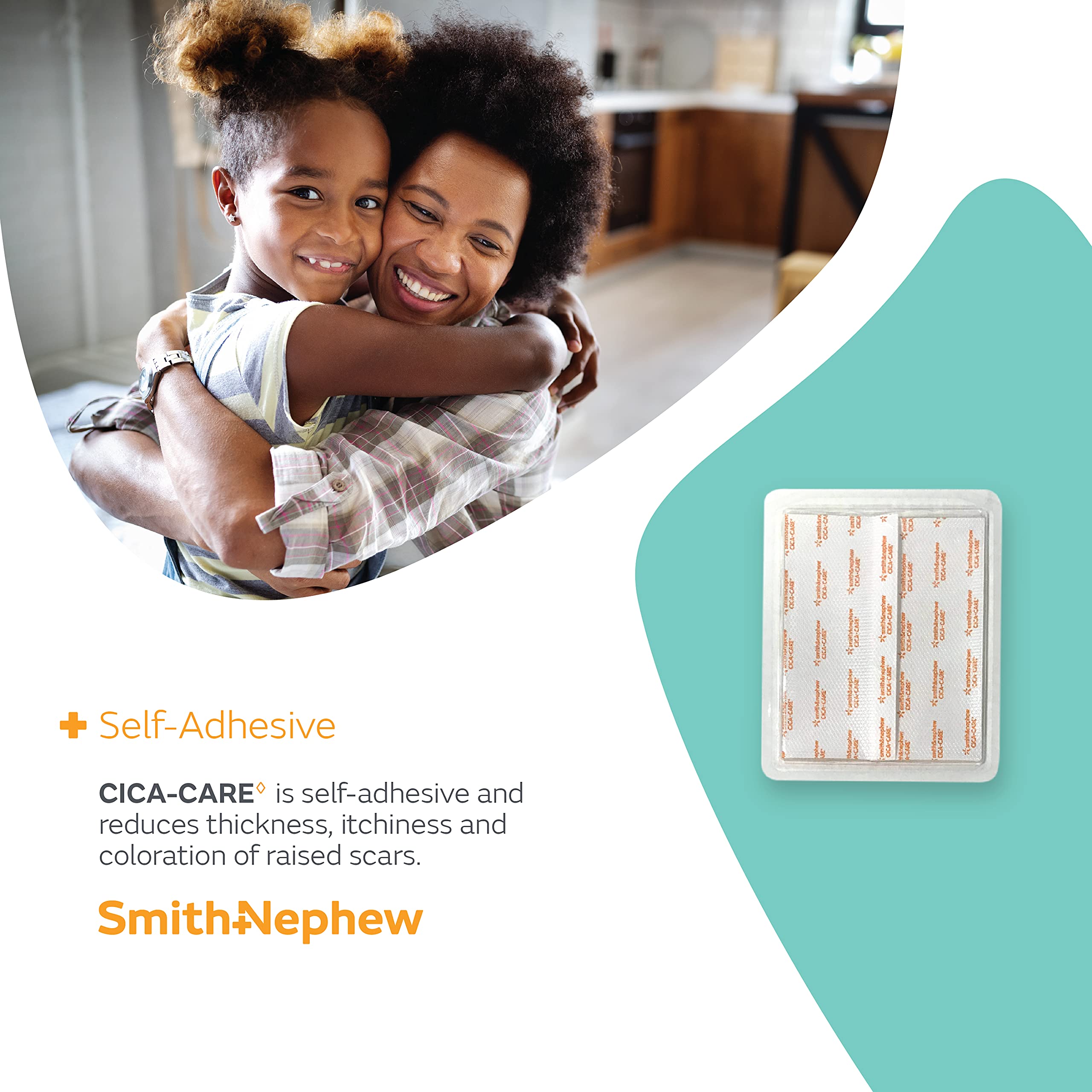 Self-adhesive CICA-Care sheet placed on skin without stretching.