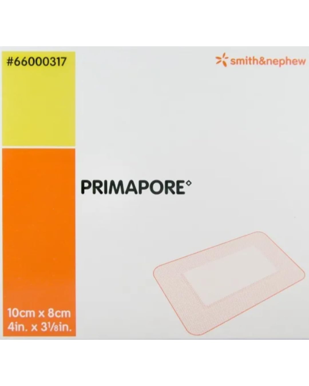 Smith & Nephew Primapore dressing close-up with absorbent pad for wound protection.