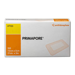 Smith & Nephew PRIMAPORE dressing pad detail highlighting low-adherent contact layer.