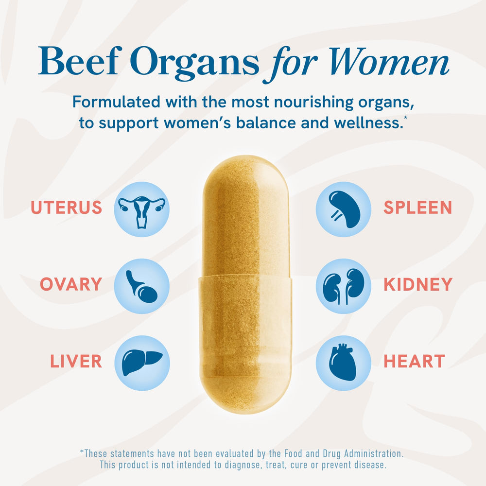 SMNutrition Beef Organ uterus-ovary focus highlights potential hormone balance support for women.