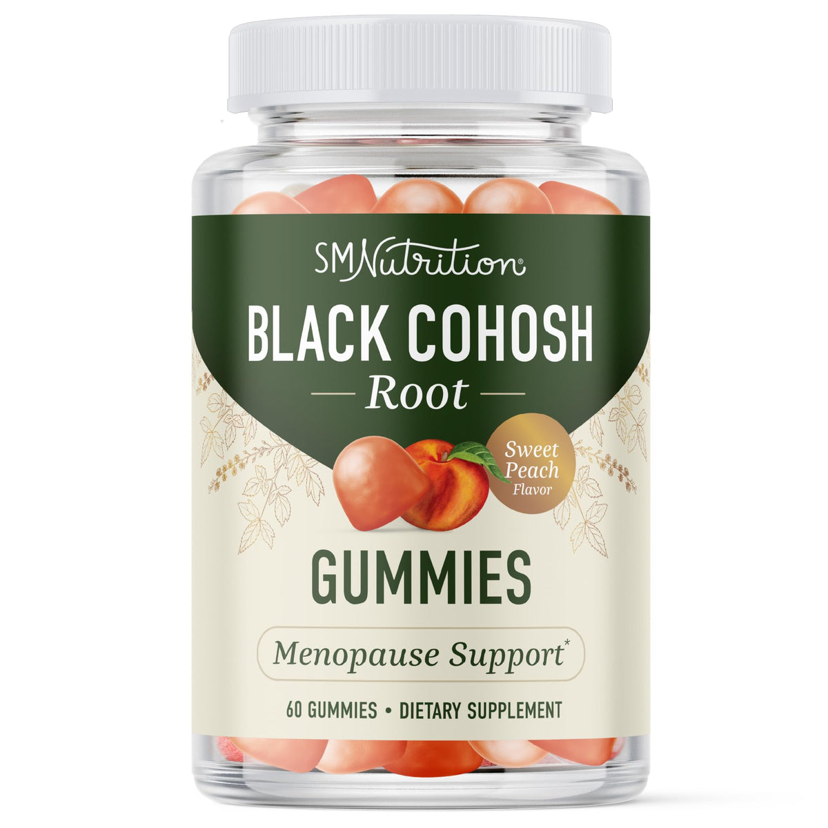 SMNutrition Black Cohosh Gummies bottle front view for daily support.