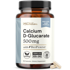 SMNutrition Calcium D-Glucarate bottle front view showing product for liver support and hormone balance.