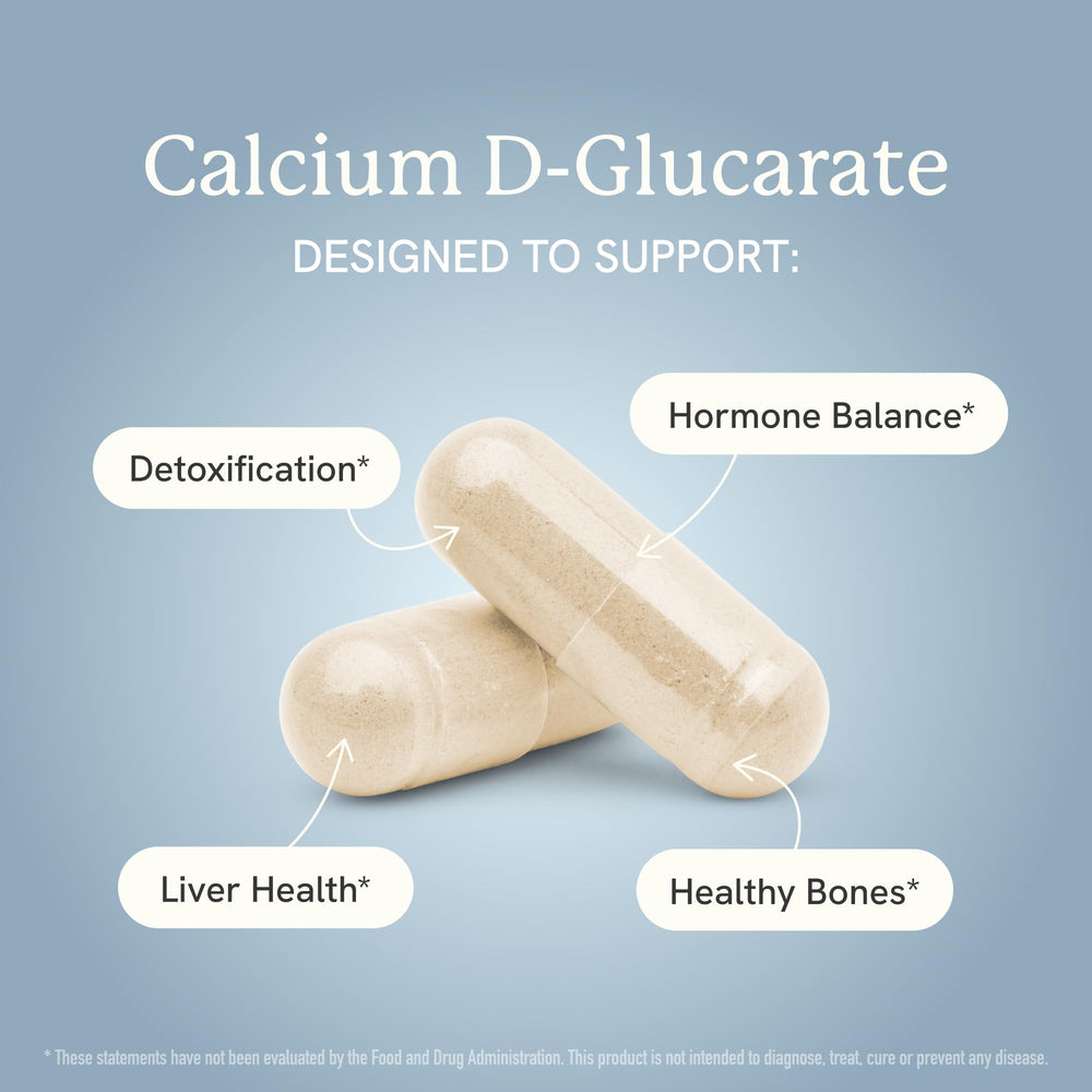 SMNutrition Calcium D-Glucarate label front emphasizing vegan and third party tested claims.